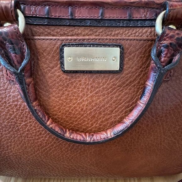 Brahmin Mini Arno Tri-Color Brown Leather Hand Shoulder Bag Melbourne - Picture 2 of 16
